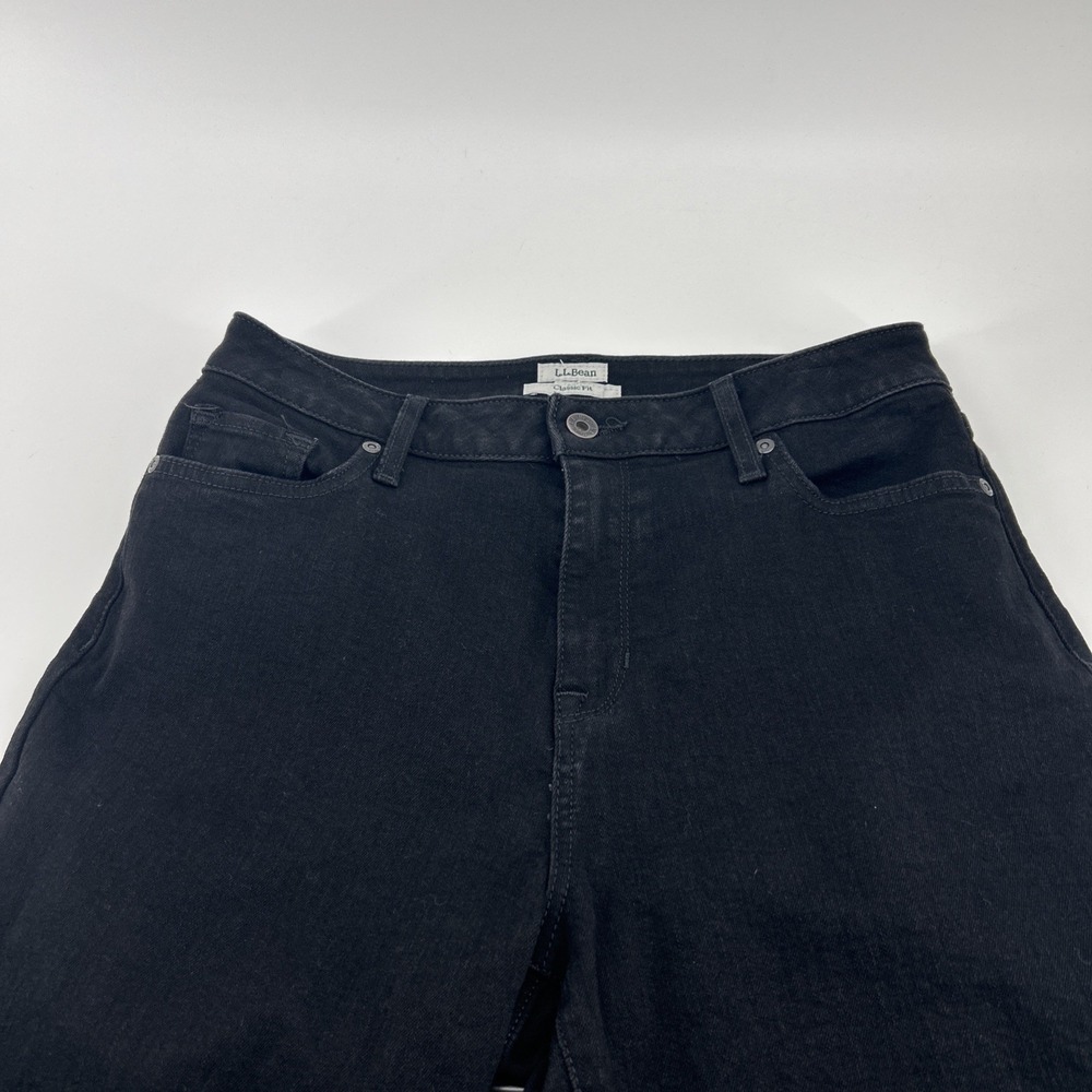 L.L.Bean Jeans Women's 10 Black Straight High Rise Classic Fit Denim Casual Mom - Picture 12 of 13
